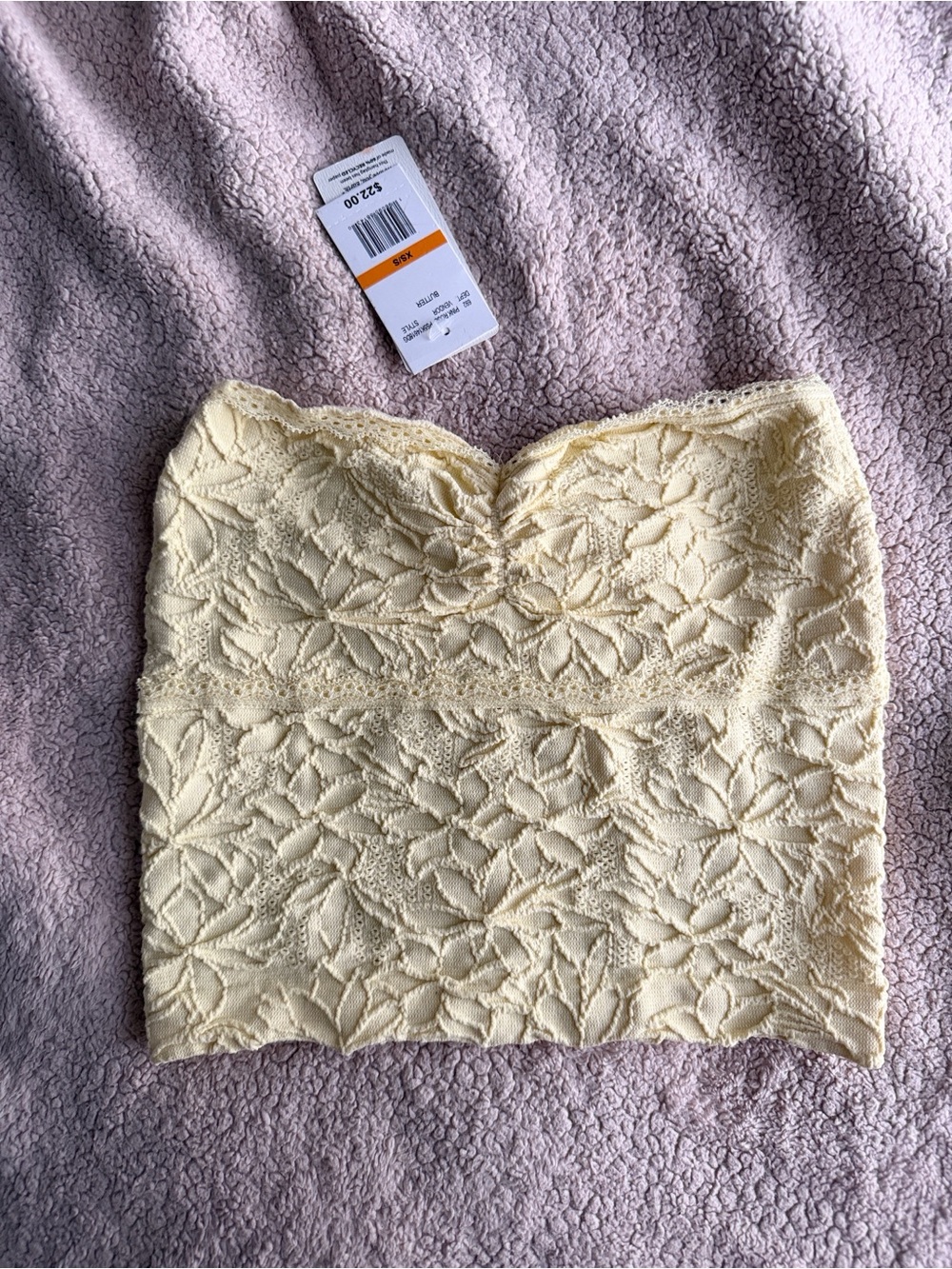 Pale Yellow Floral Lace Bandeau